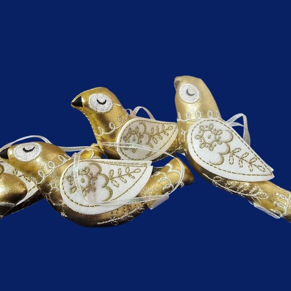 6 Gold & White Embroidered Turtle Doves of Peace Target Christmas Ornaments - Picture 7 of 9